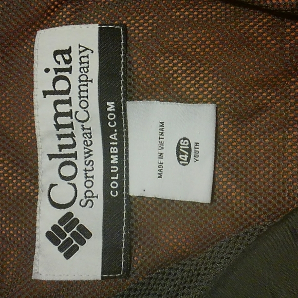 Columbia Sportswear Grey & Orange Windbreaker with Hood & Zippered Pockets 14/16 - Picture 4 of 6